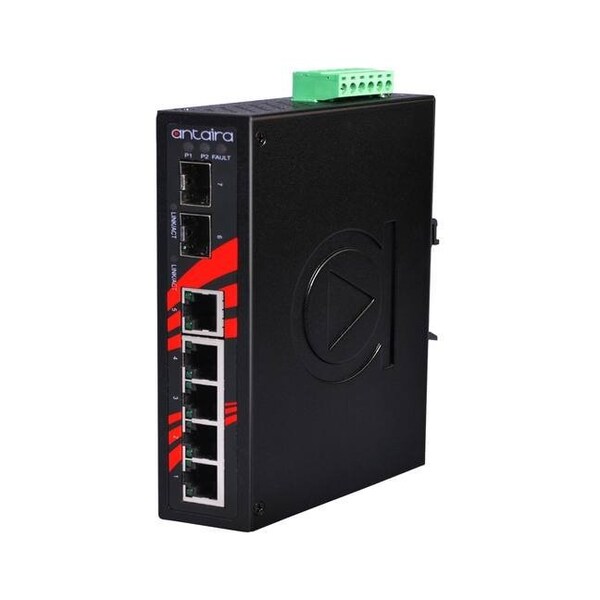 7-Port Industrial Unmanaged Ethernet Switch, with 5-10/100Tx and 2-100/1000 SFP Slots; EOT